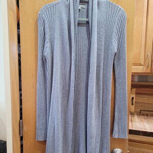 Joan Vass Cashmere Blend Open Front Shawl Neck Midi Length Cardigan Size Small